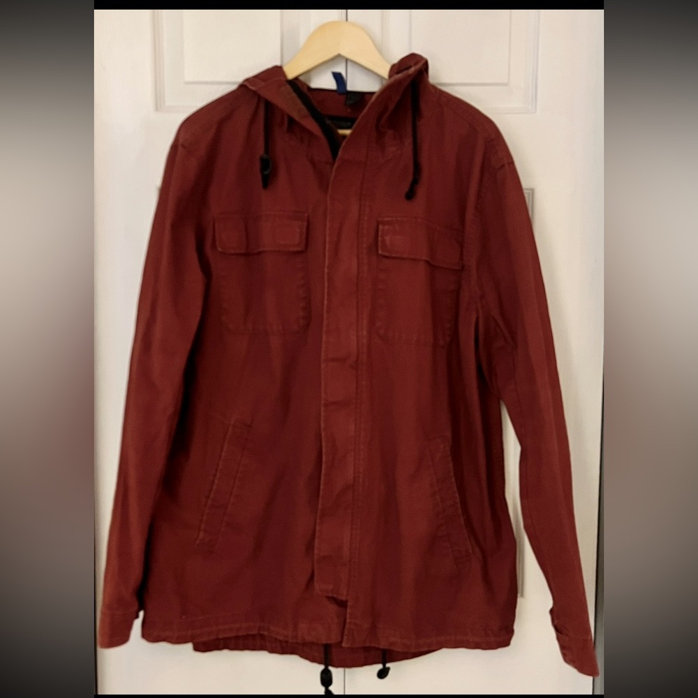 H&M Men's Deep Red Hooded Jacket